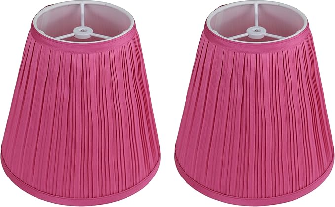 Urbanest Mushroom Pleated Hardback Lamp Shade 5x9x8.5 Inch (Spider) (Fuchsia Silk, Set of 2)