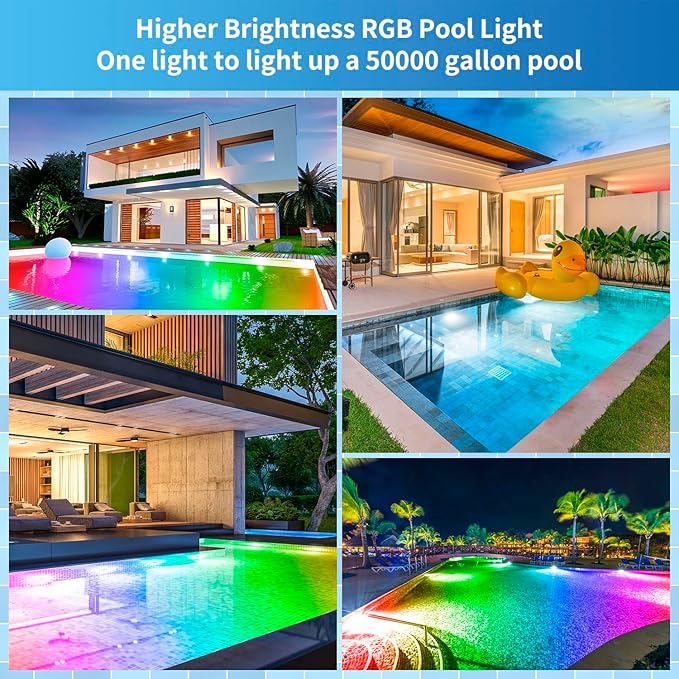 CEDIO Led Pool Lights for Inground Pool, 65W RGB Color Pool Lights Bulb with Remote Control, Pool Light Bulb for Inground Pool, E27 Replacement for Pool Light Fixture (Blue)