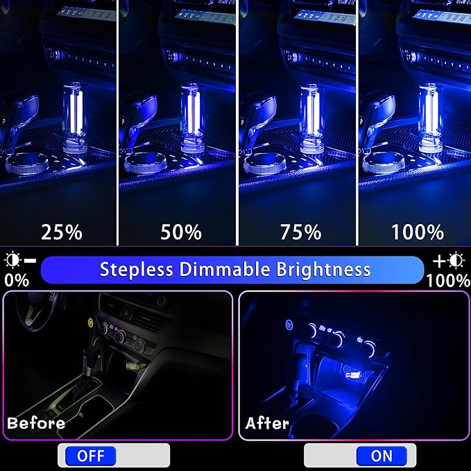 USB Car Night Light,Touch Dimmable Mini LED Lights,Portable Retro Glass Bottle Decorative Lights for Car Interior, Bedroom,Hallway & Party Decor,4-Pack (2Purple&2Blue)
