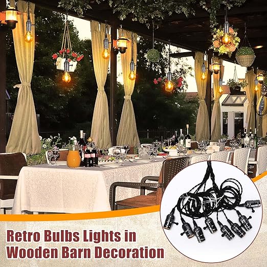 1 Pcs Vintage Pendant Light Sockets Light Cord Kit with Switches DIY Bulb Socket with Cord for E26 E27 Lamp Socket Lantern Bedroom Living Room Decor (1 Plug with 8 Sockets,Black)