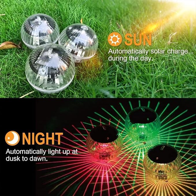 Generic 2Pcs Floating Water Fountain with Underwater Lights,Waterproof Solar Pool Lights That Float,Pool Lights Hangable LED Disco Glow Ball Lights for Pond Garden