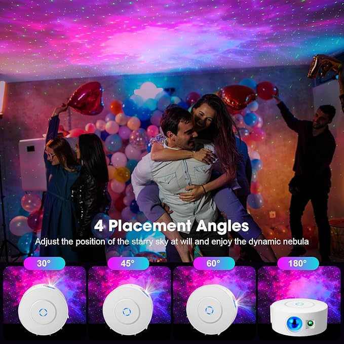 Laser Safety Certified Star Projector, Galaxy Projector with Smart App & Voice Control, 900 Sq.ft Coverage, 4 Custom Scenes, 25dB Silent Operation with 4 Positioning Angles