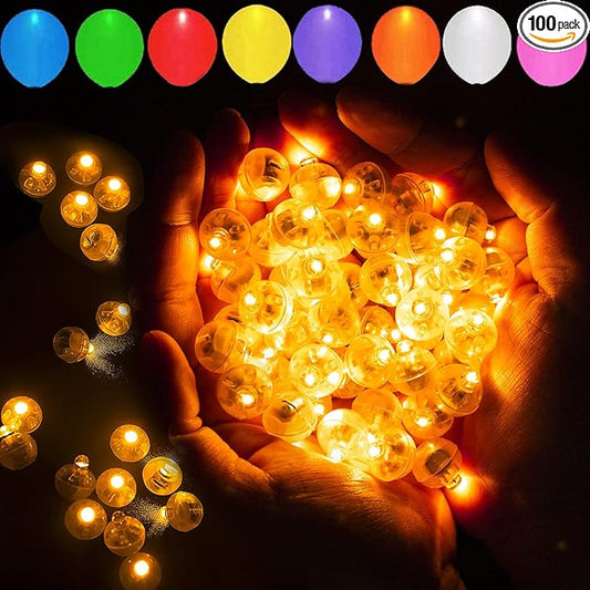 100pcs LED Orange Balloon Light Mini Tiny Led Lights, Small Round Led Ball Lamp for Paper Lantern Balloon Indoor Outdoor Party Event Fun Birthday Party Wedding Decoration Supplies