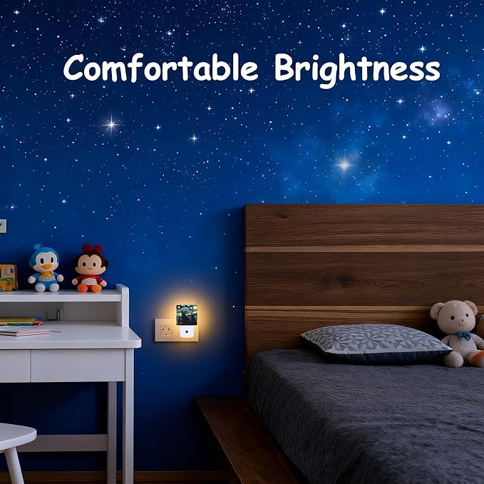 Starry Night Black Cat Night Light for Kids, Dusk-to-Dawn Auto Sensor Plug in Night Light, 0.5W Energy Saving Non-Toxic Design for Bedroom/Bathroom, Ideal Gifts for Women, Men & Kids