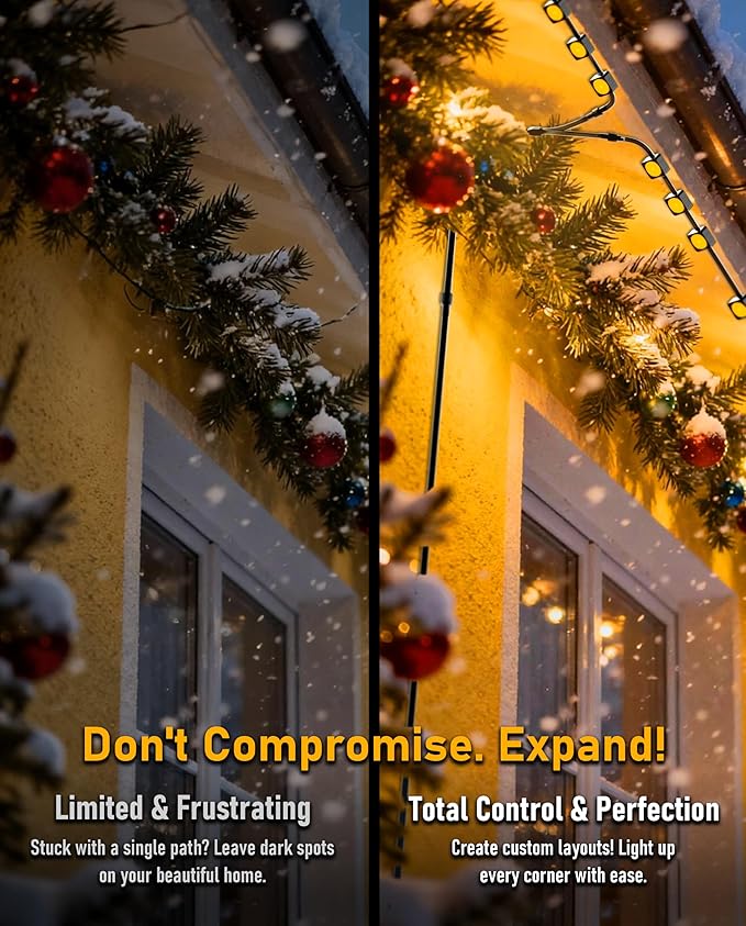 Y-Splitter for Govee Permanent Outdoor Lights, Waterproof Y-Connector Extension Cord Compatible with Govee 3Pin H705A/B/C, Expand Holiday Lighting for Christmas, New Year, 1 Male to 2 Female, Black