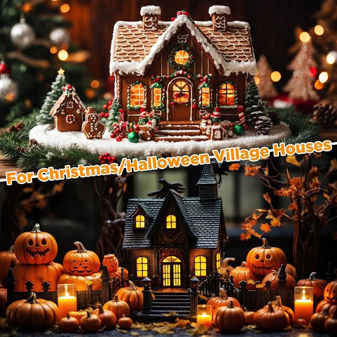 Meonum 4 Pack Accessory Cord with Single C7 LED Light Bulb, 7.6FT Blow Mold LED Light Cord with On/Off Switch for Halloween Pumpkin Christmas Village Paper Lantern Holiday Ceramic Trees