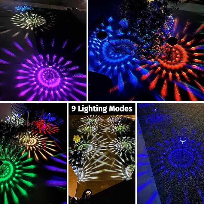 8Pack Solar Pathway Lights Outdoor, Color Changing+8 Fixed Color (Warm White, Cool White, Colored) Solar Lights Outdoor, Bright Solar Powered Garden Light