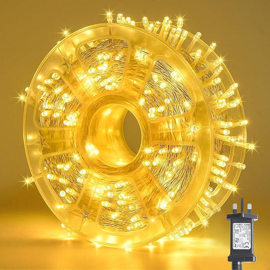 JMEXSUSS 400 LED Christmas Lights Indoor Outdoor, 132 ft Warm White String Lights Plug in with Remote, 8 Modes Twinkle Christmas Tree Lights for Bedroom Outside Patio Home Party Xmas Holiday Decor