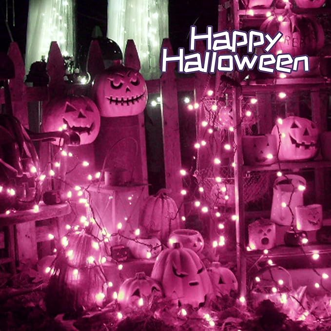 21ft Purple String Lights for Bedroom Halloween Decorations, 100 Purple String Lights Indoor Plug in with Black Wire, Indoor Lights String Outdoor Mini Lights for Halloween Tree Decorations