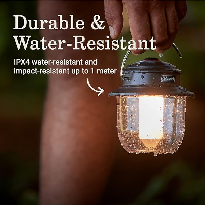 Coleman Classic Rechargeable 800L LED Lantern, Impact & Water-Resistant Lantern with Carabiner Handle & Charging Ports, Great for Camping, Power Outage, Emergencies, & More