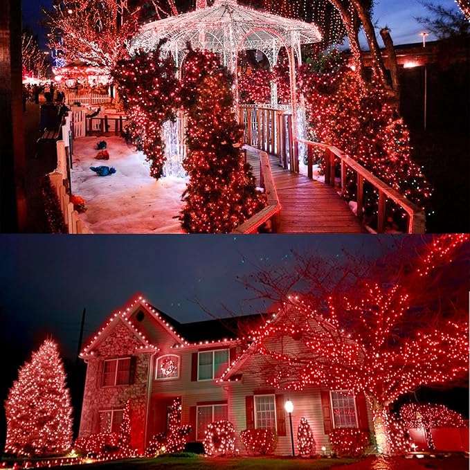 Red Valentines Decor Lights, 32.5FT 100 LED Valentine's Day String Lights Outdoor Indoor, 16 Lighting Mode Plug in Waterproof Fairy Lights for Wedding Party Bedroom galentines day Decorations