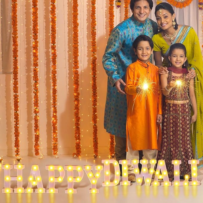 11 Pcs Happy Diwali Large LED Letter Sign LED Lights Battery Powered Table Decoration for Diwali Party Decorations