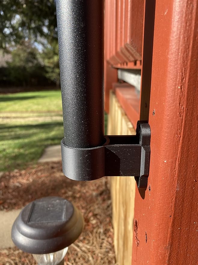 USA Tiki Torch Deck or Fence Mount fits Zoohar Solar Lights Flickering Flame Outdoor Torches and Other 1-1/4” Outside Diameter Poles (4, 2), Black, 1-1/4inch OD