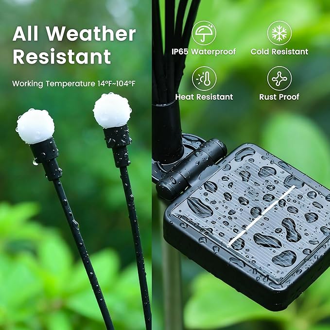 Solar Christmas Decorations, 50 LED Firefly Solar Christmas Lights Outdoor Waterproof, Garden Lights for Yard Porch Patio Decor (5 Pack)