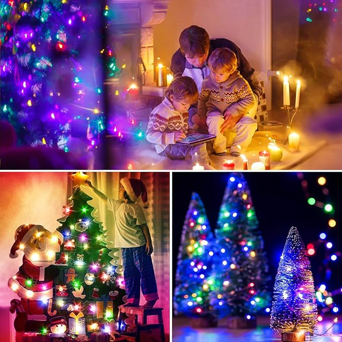 5 Pack Silver Wire Fairy Lights - 7FT 20LED Battery Operated String Lights with Timer for Indoor Party Decor, Multi Color