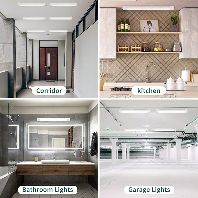 Under Counter Lights for Kitchen, Linkable LED Tube Light，17in 16W 1700LM Closet Lights,5000K LED Ceiling Light with On/Off Switch Cord,Plug in Light for Bedroom/Bathroom/Workroom.