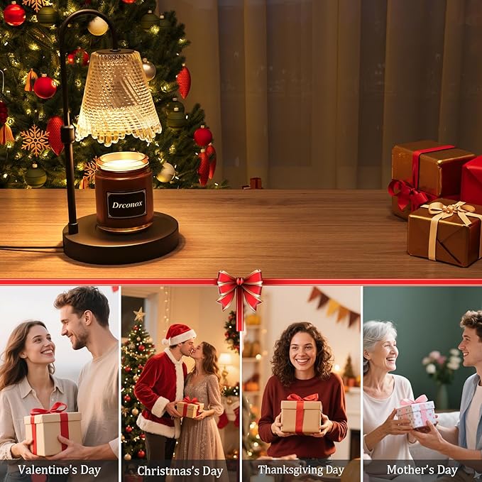 Candle Warmer Lamp with Timer, Adjustable Brightness & Height – Wax Melt Warmer for Jar Candles, Birthday Gifts for Women, Mom Day Gifts, Housewarming Gift Home Decor with 2 Bulbs