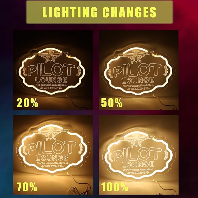 Pilot Neon Sign For Room Wall Decor,Pilot Led Neon Light Airplane lovers Gifts, for Ten Boys Man Cave Room Decor Gifts