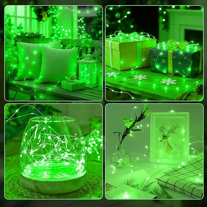 AIKEI 6 Pack LED Fairy Lights with Timer Battery Operated, Mini String Lights with Remote Waterproof 7ft 20 Led Firefly Starry Lighting for Wedding Party Bedroom Garden Christmas Decoration Green