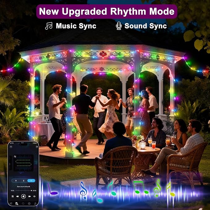 66FT 200 LED Smart String Lights, Plug in Fairy Lights with APP & Remote Control, Music Sync, RGB Warm White, Timer, Twinkle Lights for Bedroom Walls Holiday Party Decorations