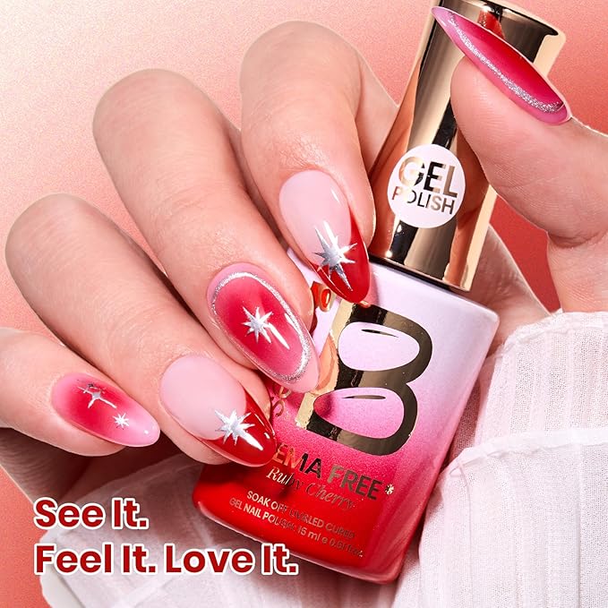 Beetles Ruby Cherry Jelly Red Gel Nail Polish - 15ML Full Size Neutral Jelly Red Sheer Gel Nail Polish Translucent Effect Soak Off UV LED French Nail Art Salon DIY Manicure Gift for Women