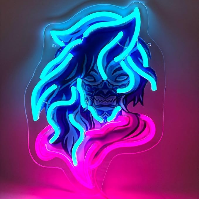 Demon Neon Sign Colorful Gothic Neon Light for Wall Decor, Mascot Light Up Sign USB Powered Neon Wall Light for Bedroom, Game Room, Bar, Studio Decoration Holiday Birthday gifts