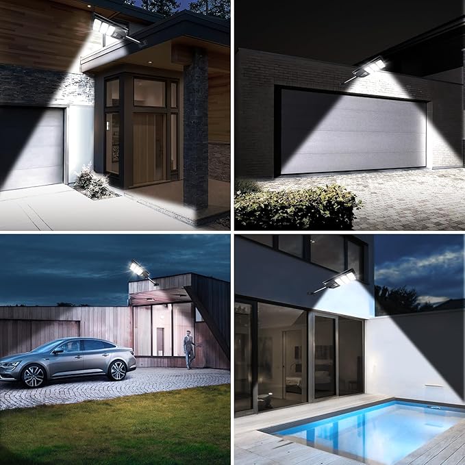 Solar Street Lights Outdoor, 6500K Solar Lights Outdoor Waterproof with Motion Sensor, Flood Security Lights with Remote Control Dusk to Dawn Commercial Lighting for Yard Path Garden