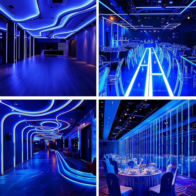 TOPAI 24V COB LED Strip Light Blue Waterproof IP65 16.4ft/5M Dotless 480LED/M 2400LEDs Cuttable Flexible LED Tape Light for Cabinet Home DIY Lighting Projects