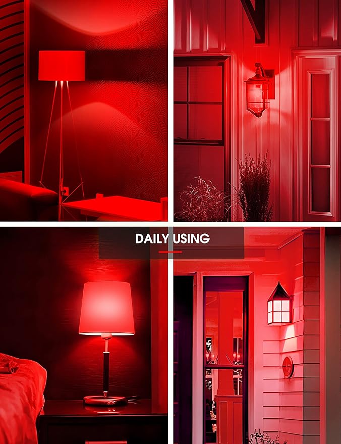 L LOHAS LED Red LED Light Bulbs, A19 9W (60W Equivalent) Christmas Red Colored Light Bulb Indoor, E26 Base, Non-Dim, 2 Pack