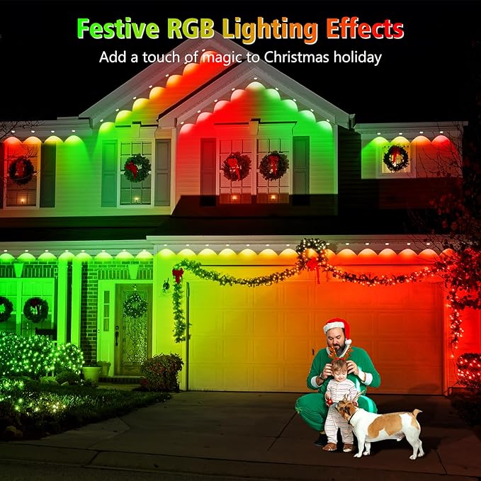 100FT Permanent Outdoor Lights, 60 LED Smart RGB Built in Chip Outdoor Eave Lights with App/Remote Control, 209 Scene Modes, IP67 Waterproof Outside Light for House Party Christmas Decor