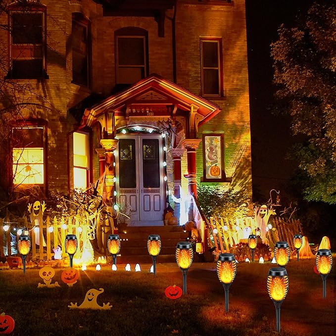 Solar Lights Outdoor 12 Pack, Solar Torch Light with Flickering Flame, Waterproof Outdoor Lighting Solar Powered Pathway Lights, Decoration Lighting for Garden Yard Patio, Auto On/Off
