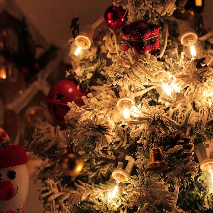 2 Pack Accessory Cord with 6 LED Light Bulb and Female Plug, 13.12ft C7 Lamp Village Cord with Fuse Wire, UL-588 Blow Mold Light for Halloween Pumpkin Christmas Village House Craft Decor