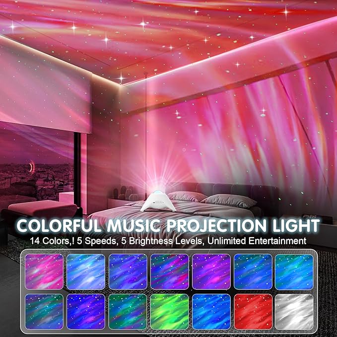 Galaxy Projector,Northern Galaxy Light Aurora Star Projector with Bluetooth Speaker Timer and Remote Control,Night Lights for Bedroom Room Decor, Gifts for Kids, Adults, Christmas, Birthday