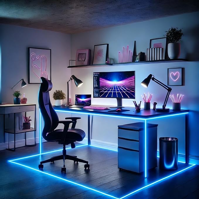 USB LED Light Strip, Ice Blue COB LED Strip Lights, 3.28FT TV Lights Flexible Small Led Lights with Touch Switch Controller 5V LED Strip Light for TV Backlight Bedroom