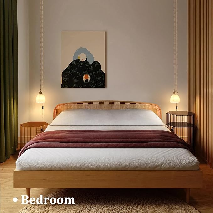 Mini Plug in Pendant Light Hanging Light Fixture Corded On/Off Switch Brass Pendant Light with White Tulip Glass Lampshade for Bedroom Living Room Kitchen Island