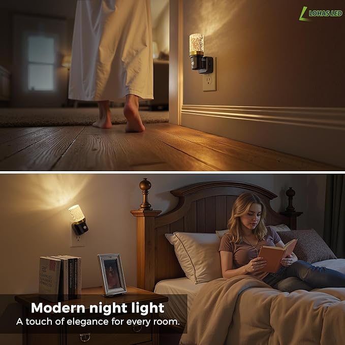 L LOHAS LED Motion Sensor Night Light, Motion Activated Night Lights Plug into Wall, 0-100LM Dimmable Nightlight, 180°Rotatable Plug in Night Light, 1W LED Bubble Nightlights for Bathroom Adults