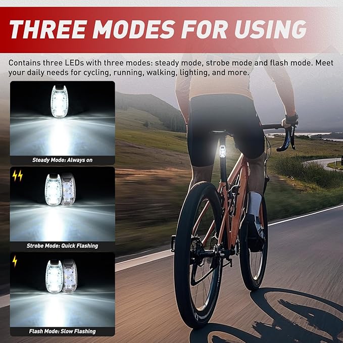 Nilight LED Safety Light 4PCS White Marine Navigation Bike Tail Lights Three Modes Waterproof Reflective Gear Clip On Flash Strobe Indicator Lamp for Night Boating Fishing Cycling Jogging