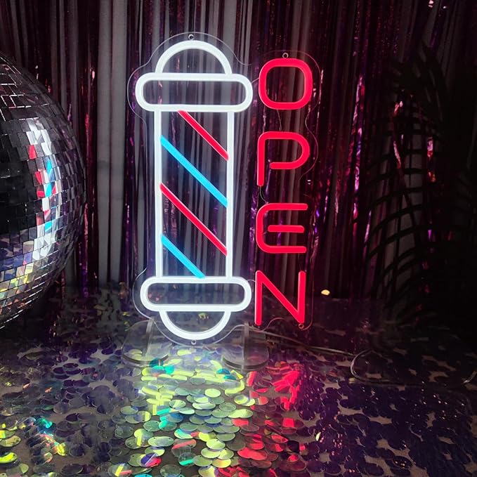 Barber Shop Neon Signs for Wall Decor Open Neon Lights for Bedroom Led Signs Suitable for Barber Shops Hair Salon Art Unique for Hairdresser,40 * 23.7cm