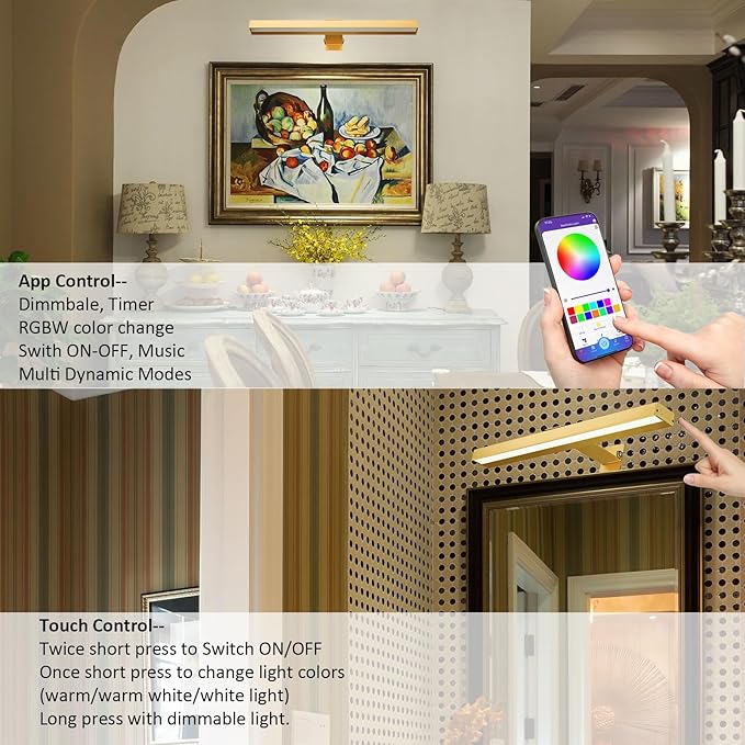 MIOBLUE LED Picture Light with App Control, 16in Battery Painting Display Lamp with APP Music Sync Dynamic Modes Artwork Light for Frame Portrait