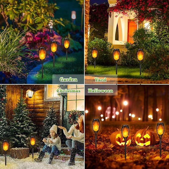 Outdoor Solar Lights, 6Pack Solar Torch Light with Flickering Flame, Solar Garden Lights Waterproof for Outdoor Decorations, Flame Torches for Outside, Outdoor Lighting for Pathway Yard Decor