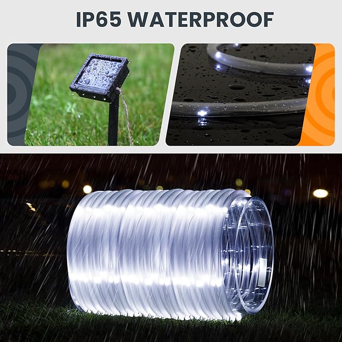 GIGALUMI 200 LEDs Solar Pool Lights for Above Ground Pools, IP65 Waterproof Outdoor Pool Decoration Accessories, 2 Pack Total 71.4 FT 8 Modes (Cool White)