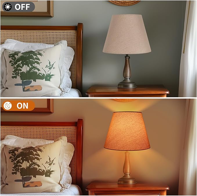 ALUCSET Small Lamp Shade, Barrel Fabric Lampshade for Table Lamp & Floor Light, 6 inch Top Diameter x 10 inch Bottom x Diameter 7.5 inch Height, Natural Linen Hand Crafted, Spider (Brown)