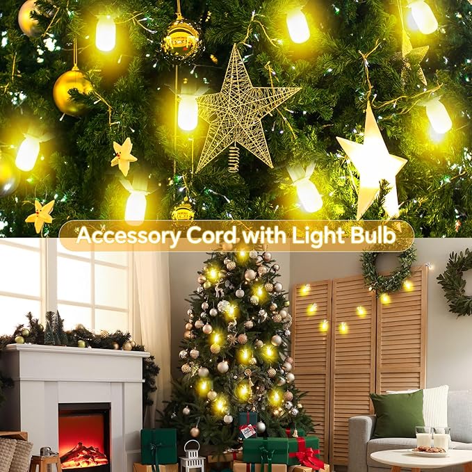 Leelosp 3 Pack Accessory Cord with LED T20 Light Bulb, 13FT Light Cord Blow Mold White Bulb with On/Off Switch Female Plug Clip for Christmas Village Houses Trees Crafts Lamp Holiday
