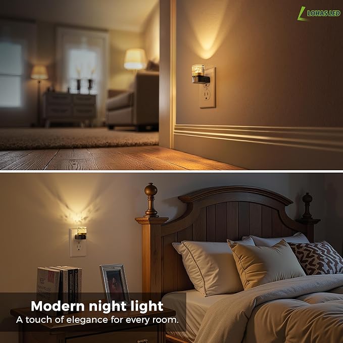 L LOHAS LED Night Lights Plug into Wall, 2 Pack 3000K/4000k/5000K Adjustable Color Temperature Bubble Night Light, Dusk to Dawn Sensor for Hallway, Bathroom, Rooms