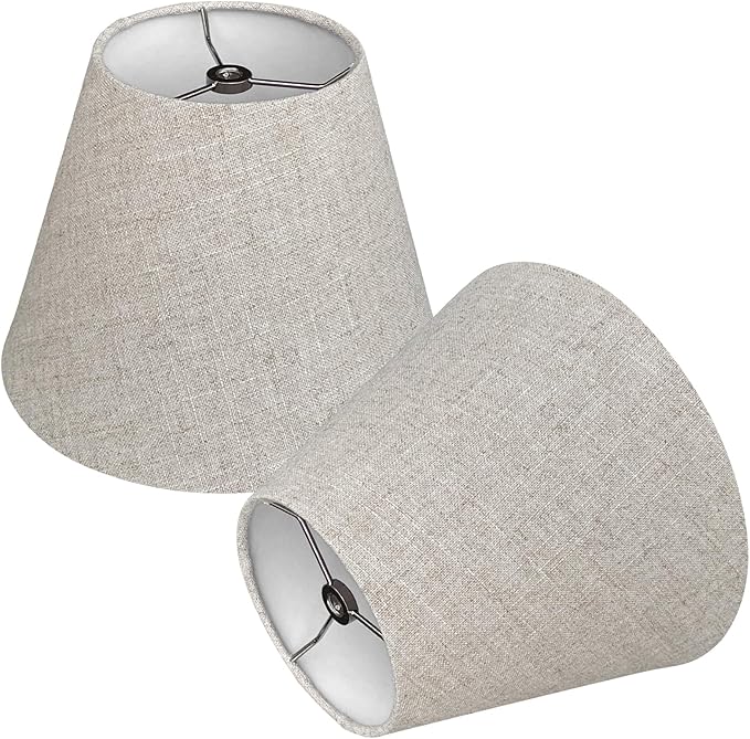 TOOTOO STAR Small Lamp Shades for Table Lamps 5" Top x 9" Bottom x 7" High,Set of 2 small brown lampshades,Handmade Lampshade in Natural Fabrics (Spider)