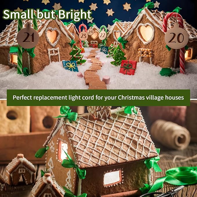 6FT Accessory Light Cord with Single LED Bulb, Blow Mold Replacement Light Kit, C7 Clip Light with One Bulb On/Off Switch & 2-Prong Plug for Salt Lamp, Christmas Village House, Craft Projects, 2 Packs