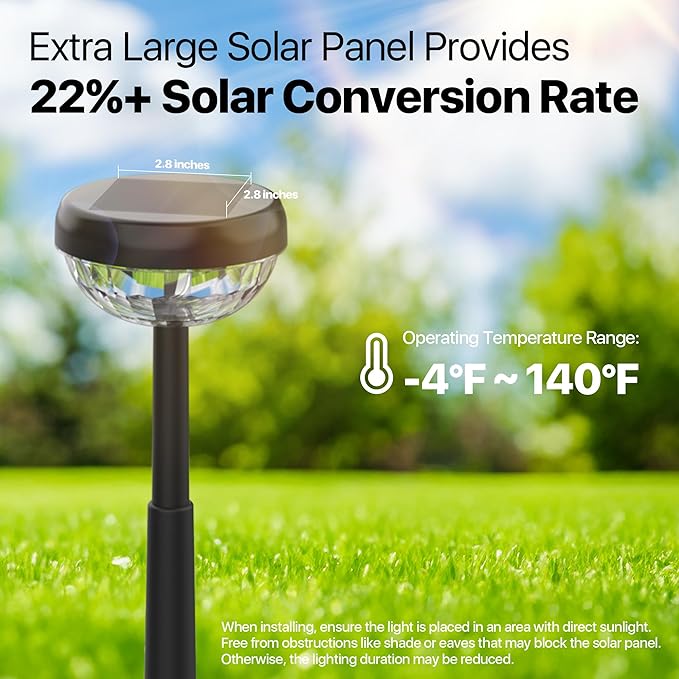 Ensenior 8-Pack Solar Lights Outdoor, Auto ON/Off 6500K LED Solar Garden Lights for Pathway, Yard, Patio, Walkway, Flower Bed, Waterproof, Energy-Efficient Landscape Lighting, Adjustable Height