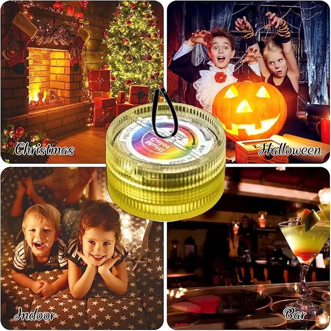 10pcs Mini Submersible LED Lights, Halloween Pumpkin Lights,Small Underwater Tea Lights Candles Waterproof with Remote Battery Operated,RGB Color Changing for Swimming Pool Party Wedding Decorate