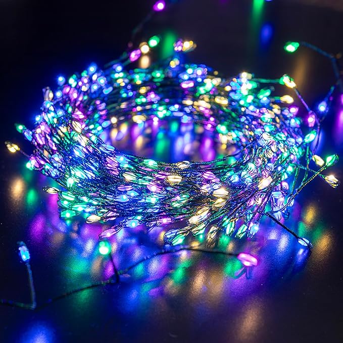 Firecracker Fairy Lights,10FT 100Leds Waterproof Twinkle Lights Plug in,8 Modes Remote String Light for Indoor Outdoor Christmas Wedding Birthday Patio Garden Decor,Green Wire,Multicolor