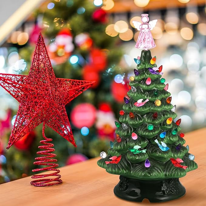 Riakrum 186 Pcs Ceramic Christmas Tree Replacement Bulb Set Replacement Light Ornaments Xmas Ceramic Tree Globe Lights (Christmas)